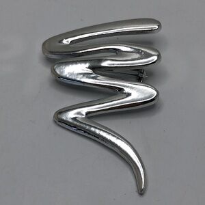 Vintage Swirl Swiggly Brooch Pin Silver tone